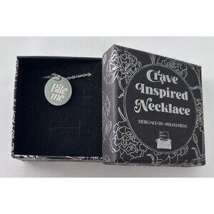 Crave Inspired "Bite Me" Necklace By Bluelyboo Floral Engraving On Silver Chain